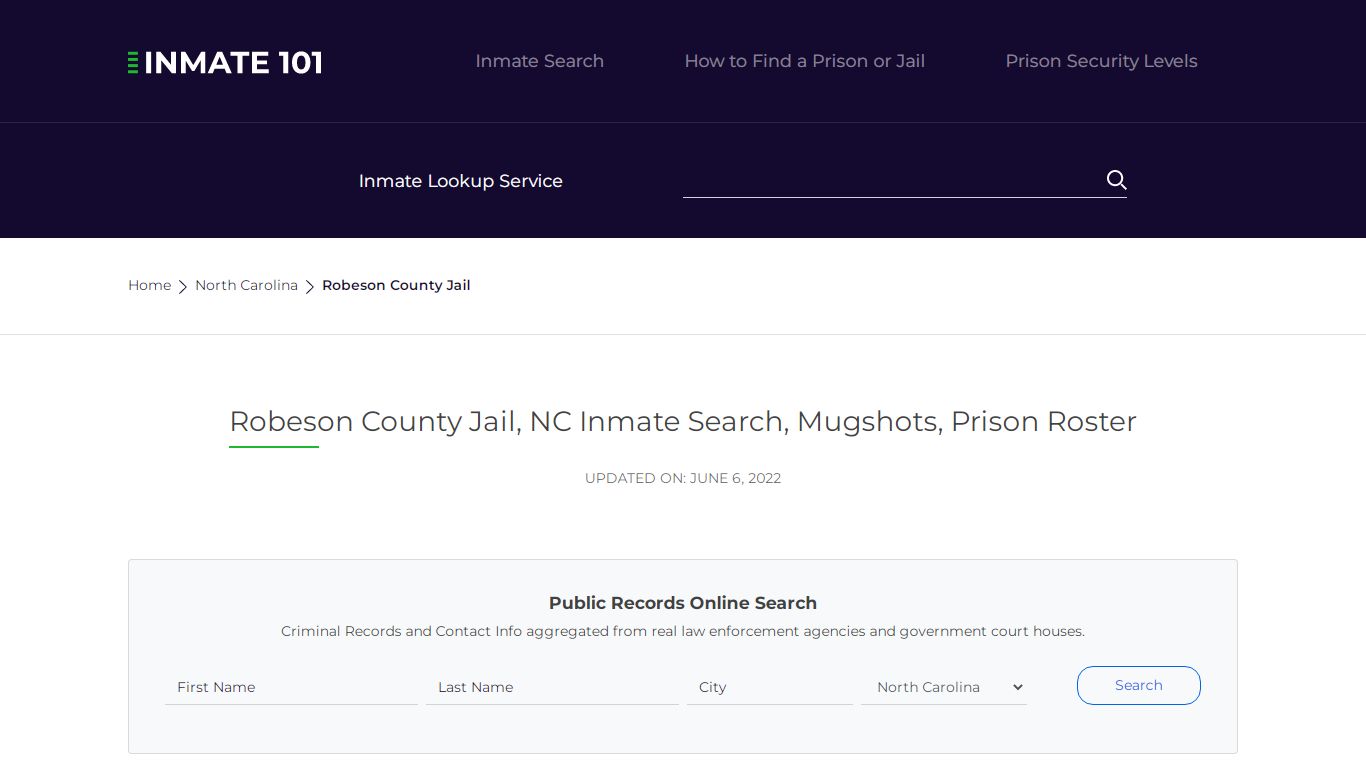 Robeson County Jail, NC Inmate Search, Mugshots, Prison ...